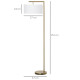 Floor Lamp, Modern Standing Light with Linen Lampshade, Round Base for Living Room, Bedroom, Dining Room, 153cm, Gold and White