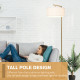 Floor Lamp, Modern Standing Light with Linen Lampshade, Round Base for Living Room, Bedroom, Dining Room, 153cm, Gold and White