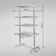 Four-Shelf Collapsing Clothes Horse, With Side Arms and Wheels - White