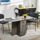 Multi-Storage Six-Person Drop Leaf Dining Table - Grey