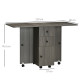 Multi-Storage Six-Person Drop Leaf Dining Table - Grey