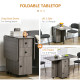Multi-Storage Six-Person Drop Leaf Dining Table - Grey