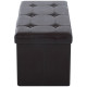 Folding Faux Leather Storage Cube Ottoman Bench Seat PU Rectangular Footrest Stool Box (Brown)