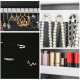 Free Standing LED Mirrored Jewelry Cabinet Armoire Floor Organiser W/ 3 Angle Adjustable For Rings Earrings Bracelets Cosmetics 