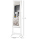 Free Standing LED Mirrored Jewelry Cabinet Armoire Floor Organiser W/ 3 Angle Adjustable For Rings Earrings Bracelets Cosmetics 