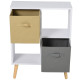 Freestanding 4 Cube Unit Cabinet Unit w/ 3 Fabric Drawers Handles Home Office Storage Shelves