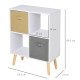 Freestanding 4 Cube Unit Cabinet Unit w/ 3 Fabric Drawers Handles Home Office Storage Shelves