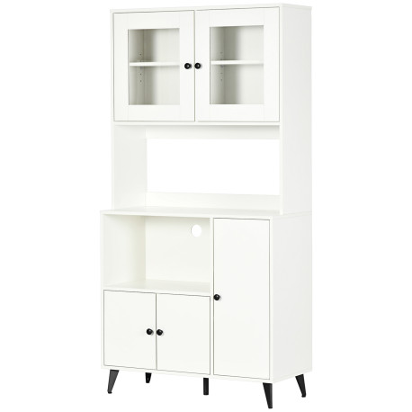 Freestanding Kitchen Cupboard, Modern Kitchen Storage Cabinet with Doors and Adjustable Shelves, 180cm, White
