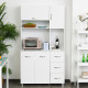 Freestanding Kitchen Cupboard, Storage Cabinet with Doors and Shelves, Drawers, Open Compartments for Microwave,White