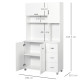 Freestanding Kitchen Cupboard, Storage Cabinet with Doors and Shelves, Drawers, Open Compartments for Microwave,White
