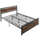 King Size Metal Bed Frame with Headboard &amp; Footboard, Strong Slat Support Full Bed Frame w/ Underbed Storage Space, Bedroom Furn