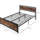 King Size Metal Bed Frame with Headboard &amp; Footboard, Strong Slat Support Full Bed Frame w/ Underbed Storage Space, Bedroom Furn