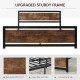 King Size Metal Bed Frame with Headboard &amp; Footboard, Strong Slat Support Full Bed Frame w/ Underbed Storage Space, Bedroom Furn