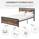 King Size Metal Bed Frame with Headboard &amp; Footboard, Strong Slat Support Full Bed Frame w/ Underbed Storage Space, Bedroom Furn