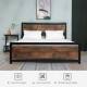 King Size Metal Bed Frame with Headboard &amp; Footboard, Strong Slat Support Full Bed Frame w/ Underbed Storage Space, Bedroom Furn