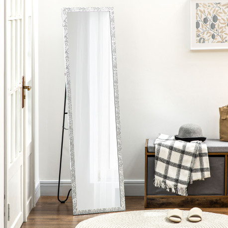 Full Length Mirror Free Standing Mirror Dressing Mirror with PS Frame Modern Wall Mirror for Living Room and Bedroom 34 x 144cm,