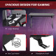 Gaming Desk 120 x 65 cm Steel Frame with Cup Holder, Headphone Hook, Adjustable Feet and Cable Organiser, Home Office Computer T