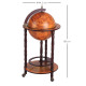 Globe Shaped Retro Style Mini Bar Drink Cabinet Movable Wine Alcohol Beverage Storage Trolley Glass Bottle Holder with Wheels 36