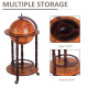 Globe Shaped Retro Style Mini Bar Drink Cabinet Movable Wine Alcohol Beverage Storage Trolley Glass Bottle Holder with Wheels 36