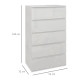 High Gloss Chest of Drawers, 5-Drawer Storage Cabinets, Modern Dresser, Storage Drawer Unit for Bedroom