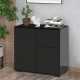 High Gloss Frame Sideboard, Side Cabinet, Push-Open Design with 2 Drawer for Living Room, Bedroom, Black