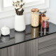 High Gloss Frame Sideboard, Side Cabinet, Push-Open Design with 2 Drawer for Living Room, Bedroom, Light Grey and Black