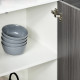 High Gloss Frame Sideboard, Side Cabinet, Push-Open Design with 2 Drawer for Living Room, Bedroom, Light Grey and White