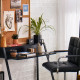 Home Office Chair and Computer Desk Set, Faux Leather Desk Chair with Swivel Wheels, Study Desk with Storage Shelf, Black