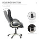 Home Office Chair High Back Computer Desk Chair with Faux Leather Adjustable Height Rocking Function Black