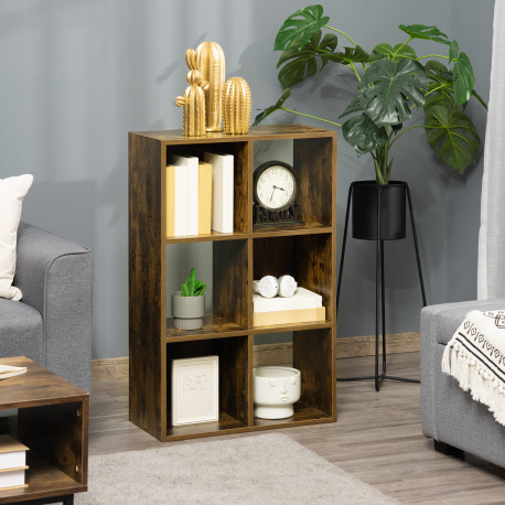 Industrial Style Storage Shelf, Bookcase, Bookshelf with 6 Compartments, Freestanding Shelving Unit for Living Room, Home Study,