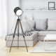 Industrial Style Adjustable Tripod Floor Lamp for Living Room Bedroom, Vintage Spotlight Reading Lamp with Wood Legs, 115-155cm,