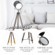 Industrial Style Adjustable Tripod Floor Lamp for Living Room Bedroom, Vintage Spotlight Reading Lamp with Wood Legs, 115-155cm,