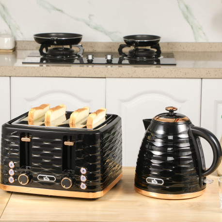 Kettle and Toaster Sets, 3000W 1.7L Rapid Boil Kettle & 4 Slice Toaster with 7 Browning Controls, Defrost, Reheat and Crumb Tray