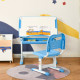 Kids Desk and Chair Set, Height Adjustable Student Writing Desk, Children School Study Table with Tiltable Desktop, Drawer, Pen 