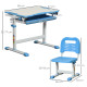 Kids Desk and Chair Set, Height Adjustable Student Writing Desk, Children School Study Table with Tiltable Desktop, Drawer, Pen 