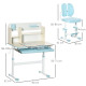 Kids Desk and Chair Set, with Storage Shelves, Washable Cover, for Ages 3-12 Years - Blue