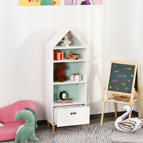 Kids Children Wooden Bookcase w/Drawer Bedroom Furniture Bookshelf Storage Rack Display Unit Toys Games Organisation Cabinet Pin