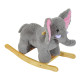 Kids Children Rocking Horse Plush Ride on Animal Wooden Riding Traditional Rocker Gift w/32 nursery rhymes (Grey Elephant)