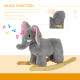 Kids Children Rocking Horse Plush Ride on Animal Wooden Riding Traditional Rocker Gift w/32 nursery rhymes (Grey Elephant)