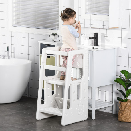 Kids Step Stool, Adjustable Standing Platform, Toddler Kitchen Stool