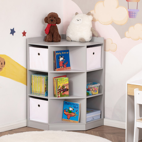 Kids Bookcase, 3 Tier Toy Organiser Storage Unit BookShelf with 3 Non-woven Fabric Drawers, Anti-tip Device, for Bedroom, Childr