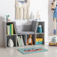 Kids Bookcase Shelf Storage Cabinet Unit, Living Room Sideboard w/ Six Compartments for Toys, Books - Grey