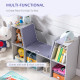 Kids Bookcase Shelf Storage Cabinet Unit, Living Room Sideboard w/ Six Compartments for Toys, Books - Grey