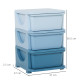 Kids Storage Units with 3 Drawers 3 Tier Chest Vertical Dresser Tower Toy Organizer for Nursery Playroom Kindergarten Blue