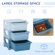 Kids Storage Units with 3 Drawers 3 Tier Chest Vertical Dresser Tower Toy Organizer for Nursery Playroom Kindergarten Blue