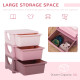 Kids Storage Units with 3 Drawers 3 Tier Chest Vertical Dresser Tower Toy Organizer for Nursery Playroom Kindergarten Pink