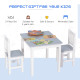 Kids Table and Chair Set 3 Pieces Toddler Preschoolers Desk with 2 Chairs for Indoor Study Rest Snack Time Grey