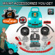 Kids Truck Engine Toy Set, with Horn, Light, Car Key, for Ages 3-5 Years - Teal