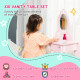 Kids Vanity Table &amp; Stool Girls Dressing Set Make Up Desk Chair Dresser Play Set with Mirror Pink