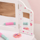 Kids Vanity Table &amp; Stool Girls Dressing Set Make Up Desk Chair Dresser Play Set with Rotatable Mirrors Drawer Star &amp; Heart Patt